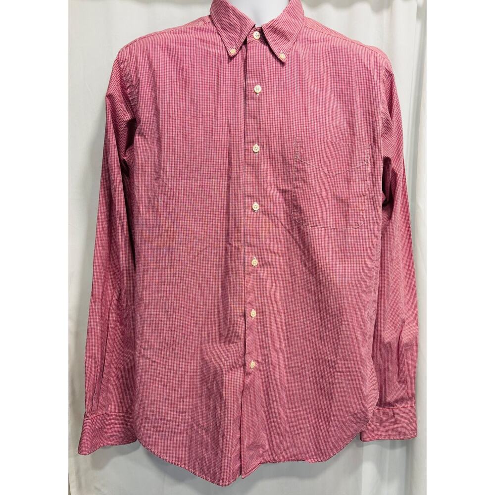 Lauren Ralph Lauren Dress Shirt Mens 16 36/37 Red White Gingham Check Cotton L/S